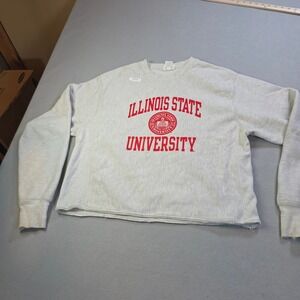 Champion Reverse Weave Illinois State University Cropped Sweatshirt Gray Medium